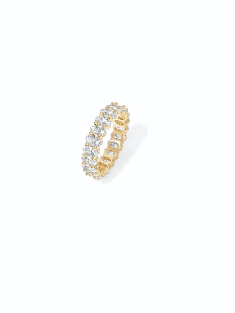 PAVOI 14K Yellow Gold Plated Eternity Ring Oval Cubic Zirconia Stackable, size 7